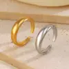Wholesale PVD Coated 18K Gold Plated Solid Color 304 Stainless Steel Simple Style Waterproof Non Tarnish Open Rings