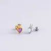 1 Piece 316L Stainless Steel Copper Zircon Ear Cartilage Rings & Studs Heart Shape Waterproof Non Tarnish Surgical Steel