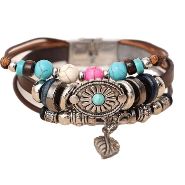 Wholesale Leaf Pine Stone Bracelet