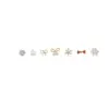 Wholesale Retro Bow Knot Snowflake Copper Ear Studs Artificial Rhinestones Copper Earrings 3 Pairs