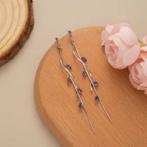 E4814-2/Silver-Purple Diamond Inlaid