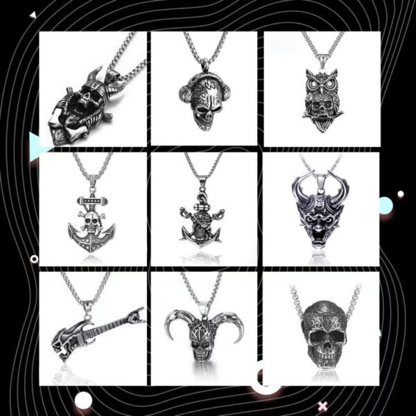 oly-863a7b5580bfa0ef987053e29850d638 Wholesale Fashion Niche Titanium Steel Necklace Men's Personality Punk Trend Chain Light Luxury Hip-Hop Pendant Accessories Cross-Border Hot Selling