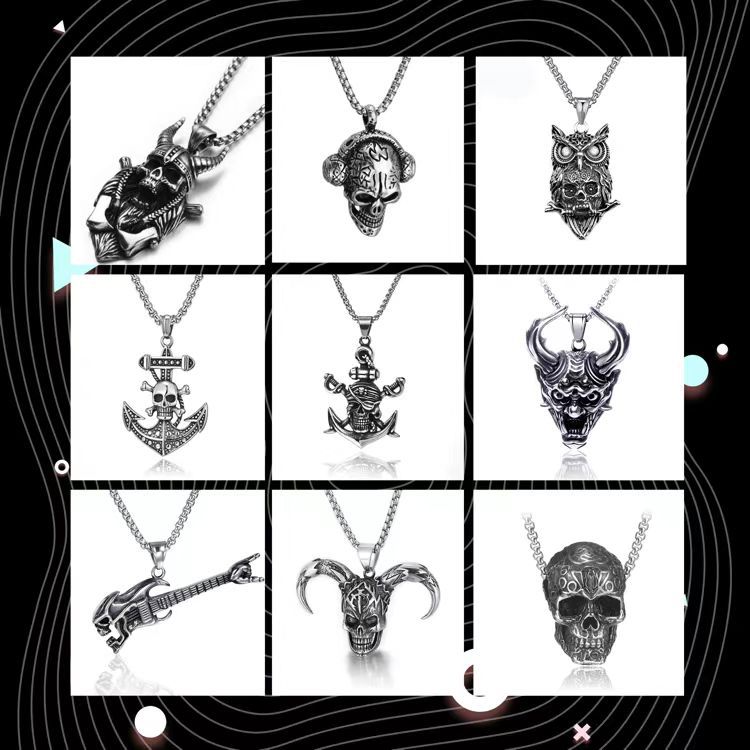 Wholesale Fashion Niche Titanium Steel Necklace Men's Personality Punk Trend Chain Light Luxury Hip-Hop Pendant Aessories Cross-Border Hot Selling
