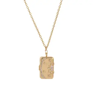 Long Sun and Moon Opening and Closing Necklace