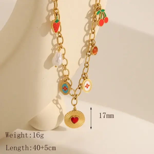 Wholesale Jewelry Exaggerated IG Style Planet Moon Heart Shape 304 Stainless Steel 18K Gold Plated Pendant Necklace Cable Chain