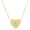 304 Stainless Steel Heart Shape PVD Coated Natural Stone Gold Plated Vintage Style Waterproof Non Tarnish Plating Jewelry Set