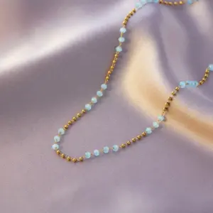 Transparent Blue round Beads Handmade Chain