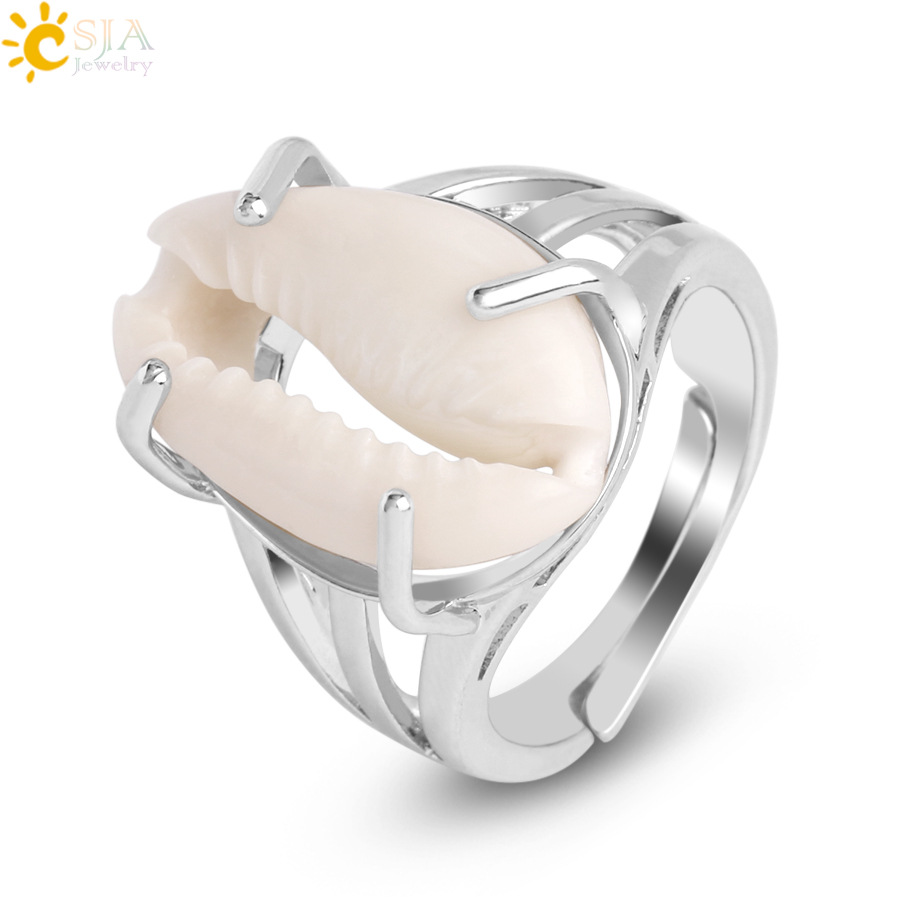Wholesale Amazon Natural Conch Shell Ring Gold and Sier Plated European and American Creative New Women's Simple Open Ring