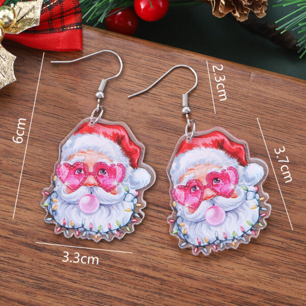 Wholesale Christmas heart-shaped sunglasses, quirky leopard print pendant earrings, Y2K acrylic earrings