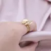 Wholesale PVD Coated Real Gold Plated 18K Gold Flower 304 Stainless Steel IG Style Simple Style Waterproof Non Tarnish Open Rings