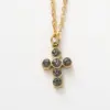 Wholesale Simple Style Cross Stainless Steel Titanium Steel Plating Inlay Rhinestones Pendant Necklace 1 Piece