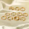 PVD Coated 18K Gold Real Gold Plated Solid Color Stainless Steel Simple Style Waterproof Non Tarnish Rings