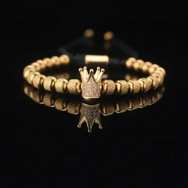 Retro Streetwear Crown Titanium Steel Plating Inlay Zircon Bracelets