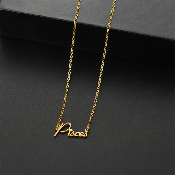 Wholesale PVD Coated 18K Gold Real Plated Letter Constellation 201 Stainless Steel Modern Style Classic Waterproof Non Tarnish Pendant Necklace