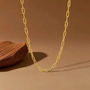 X0329-Embossed Cross Chain-Necklace- Gold