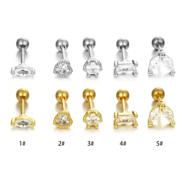 1 Piece Fashion Heart Shape Plating Inlay Stainless Steel Zircon Ear Studs