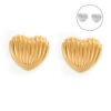 Wholesale Korean-style simple and elegant temperament sweet love shape earrings geometric vertical stripes design titanium steel gold-plated earrings