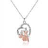 Wholesale Cross-border Fashion Heart-shaped European and American Two-color MAMA Mother's Day Pendant All-match Crystal Zircon Character Necklace Pendant