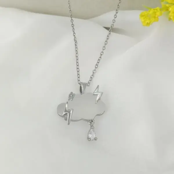 Wholesale 201 Stainless Steel Gold Plated Silver Plated Inlay Clouds Resin Zircon Pendant Necklace