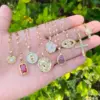 Wholesale Fashion Portrait Geometric Owl Stainless Steel Plating Inlaid Zircon 18K Gold Plated No Inlaid Pendant Necklace