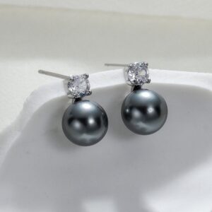 E015 gray pearl princess diana earrings