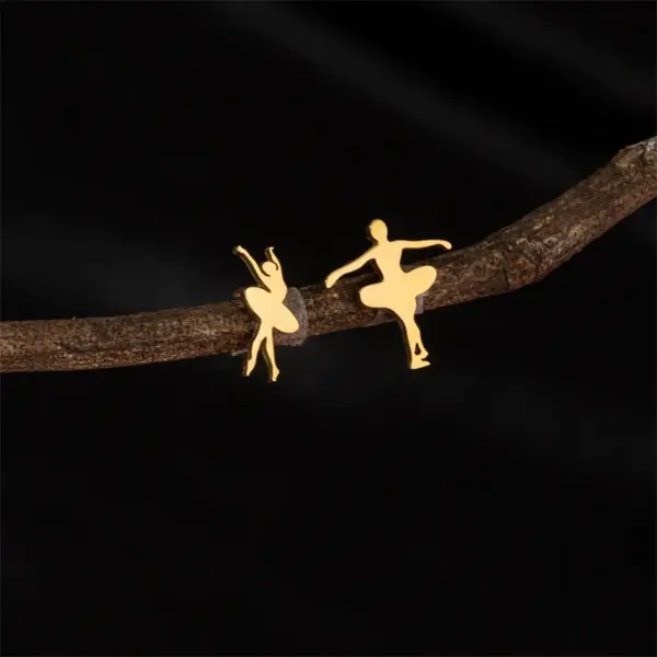 Wholesale PVD Coated 18K Gold Real Gold Plated Human Penguin Notes 304 Stainless Steel Basic Modern Style Classic Style Waterproof Non Tarnish Ear Studs