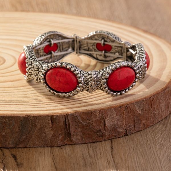 Wholesale Europe and the United States cross-border new bohemian style new simple fashion oval pattern turquoise environmental protection bracelet