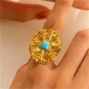 10 18K Real Gold Lotus Leaf 1827 / Adjustable Opening / 1 Piece