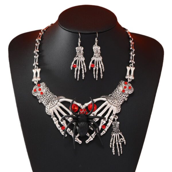 Wholesale Cross-Border New Amazon Popular Ghost Hand Skull Necklace Earrings Halloween Jewelry Set Combination Manufacturer