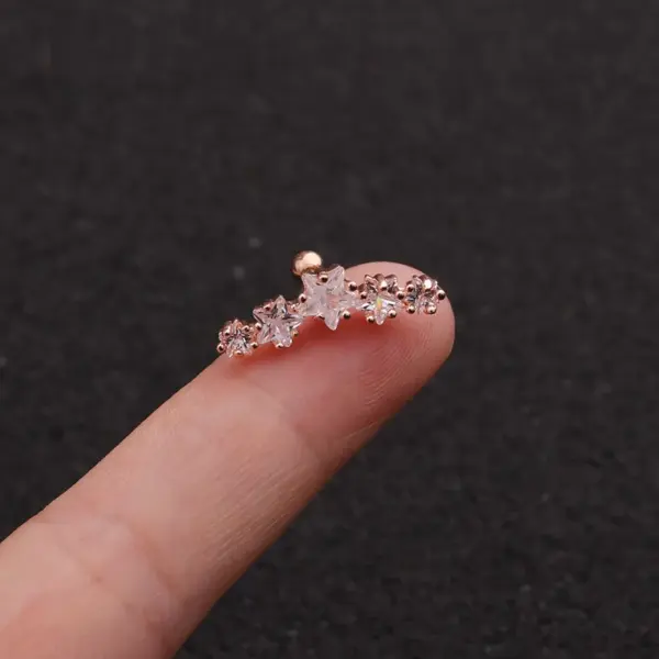 316L Stainless Steel Copper Zircon Ear Cartilage Rings & Studs Star Waterproof Non Tarnish Surgical Steel Women'S