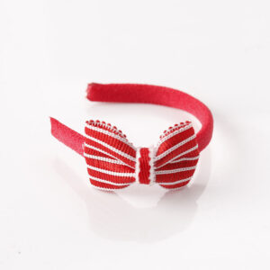 Small bow red and white striped headband