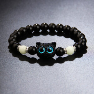 Black glow-in-the-dark cat bracelet