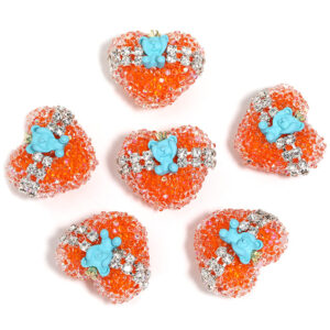 Orange background blue bear / 17x21mm