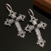 oly-86779521e865c2a6e6b367027946287d Wholesale European and American exaggerated ancient silver alloy Flower Vine cross stud earrings Female Gothic retro hip hop exaggerated earrings fashion accessories
