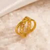 Wholesale PVD Coated 18K Gold Plated Asymmetrical 304 Stainless Steel Hip-Hop Waterproof Non Tarnish Open Rings