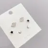 Wholesale Fashion Star Copper Ear Studs Plating Inlay Zircon Copper Earrings 3 Pairs