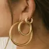 Wholesale 304 Stainless Steel Geometric PVD Coated Stone-Free Real Gold Plated 18K Gold IG Style Earrings