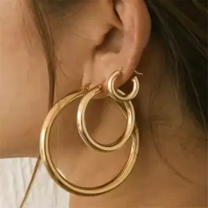 Wholesale 304 Stainless Steel Geometric PVD Coated Stone-Free Real Gold Plated 18K Gold IG Style Earrings