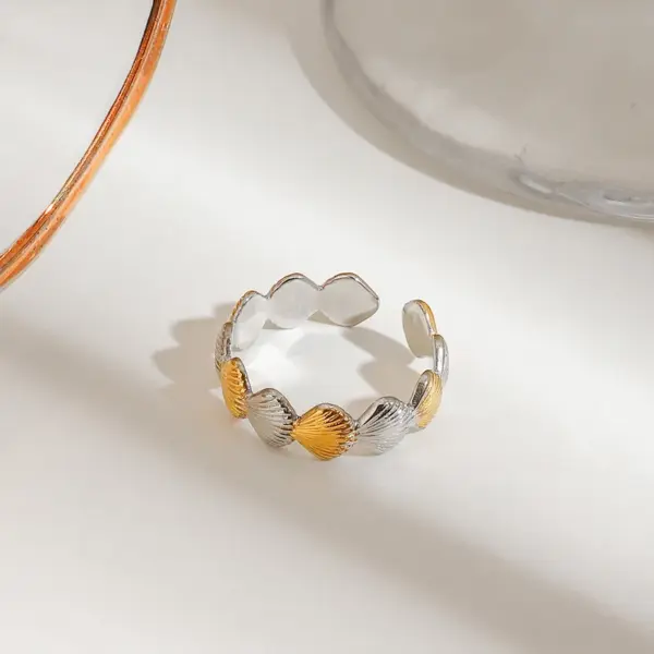 Wholesale 304 Stainless Steel Shell PVD Coated 18K Real Gold Plated Real Gold Plated Vintage Style Simple Style Commute Waterproof Non Tarnish Open Rings Rings