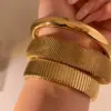Wholesale PVD Coated Real Gold Plated 16K White Plating Solid Color 304 Stainless Steel Modern Style Waterproof Non Tarnish Bangle