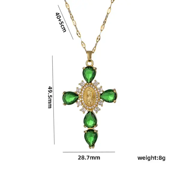 Wholesale PVD Coated Real Gold Plated Cross Stainless Steel Elegant Waterproof Non Tarnish Pendant Necklace