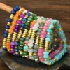 Retro Classic Style Round Natural Stone Beaded Chain Bracelets In Bulk