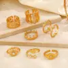 Wholesale PVD Coated 18K Gold Plated Round Eye 304 Stainless Steel Simple Style Classic Style Waterproof Non Tarnish Rings