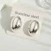 Electroplating Golden Plated Silver Plated Round Oval 304 Stainless Steel Casual Modern Style Simple Style Polishing Earrings