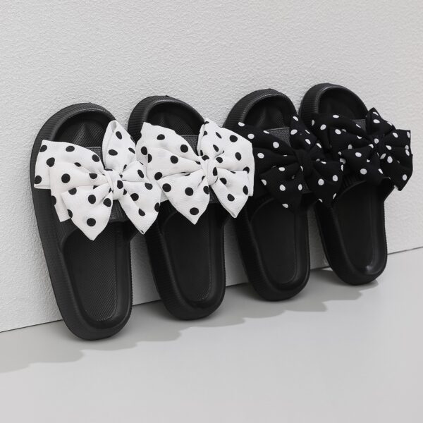 oly-869ad037a92948e90d2fbb7991ccf089 Wholesale delivery fashion lka dot bow slippers women's summer outer wear thick bottom indoor one-word sandals beach shoes