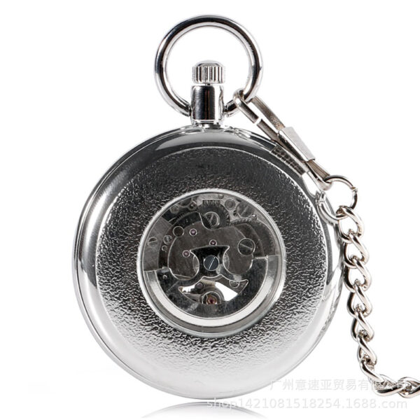 Wholesale Silver shell black Roman word automatic mechanical pocket watch men's and women's Gift watch retro mechanical watch a generation of hair