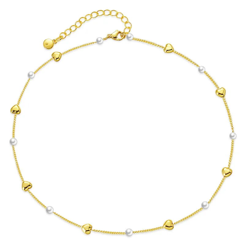 Wholesale Simple Style Heart Artificial Crystal Copper Necklace In Bulk