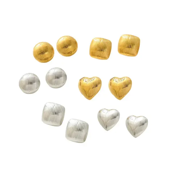 1 Pair Basic Simple Style Round Heart Shape Plating 304 Stainless Steel Ear Studs