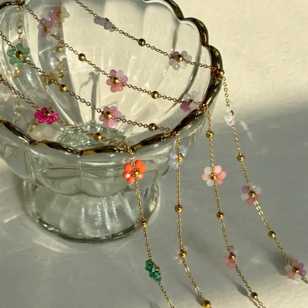 Simple Style Water oplets Flower Titanium Steel Patchwork Jewelry Set