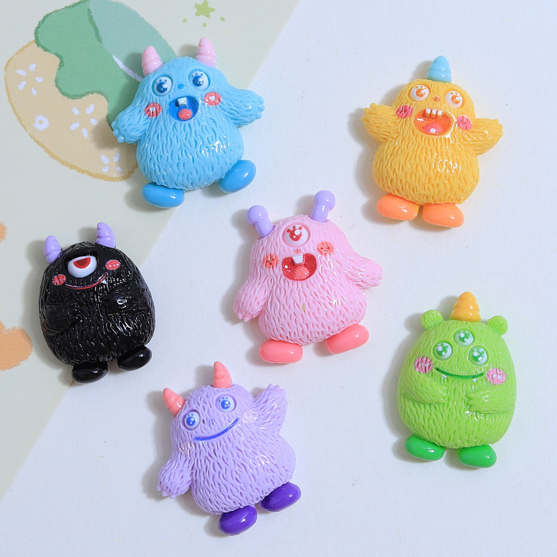 Wholesale Cartoon monster creative resin aessories diy small jewelry cream glue aessories handmade shoe buckle hairpin material